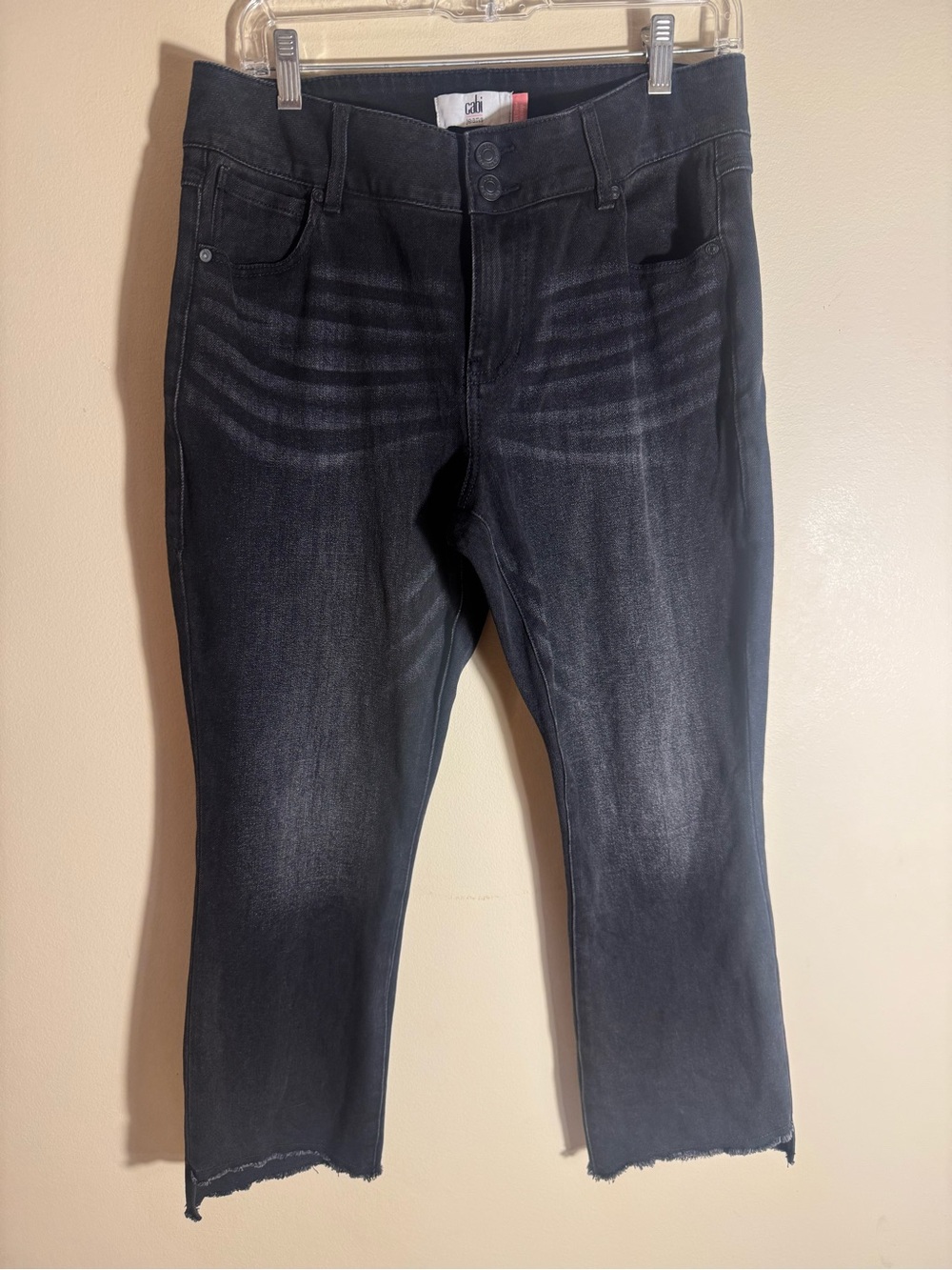 CAbi Women’s Hi-Low Cropped Black Jeans